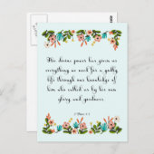 Carte Postale Bible Verse Art - 2 Pierre 1:3 (Devant / Derrière)