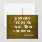 Carte Postale Bible Verse - Chrétien - Proverbes 3:7 (Devant / Derrière)