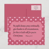 Carte Postale Bible Verse Joyeux Point Rose (Devant / Derrière)