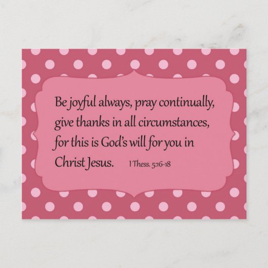 Carte Postale Bible Verse Joyeux Point Rose (Devant)