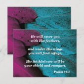 Carte Postale Bible Verse Memory Card Psalm 91:4 Wings of Refuge (Devant / Derrière)