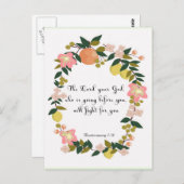 Carte Postale Bible Verses Art - Deutéronome 1:30 (Devant / Derrière)