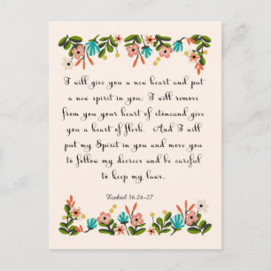 Carte Postale Bible Verses Art - Ezéchiel 36:26-27