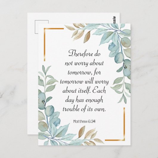 Carte Postale Bible verset vert écriture couronne (Devant / Derrière)