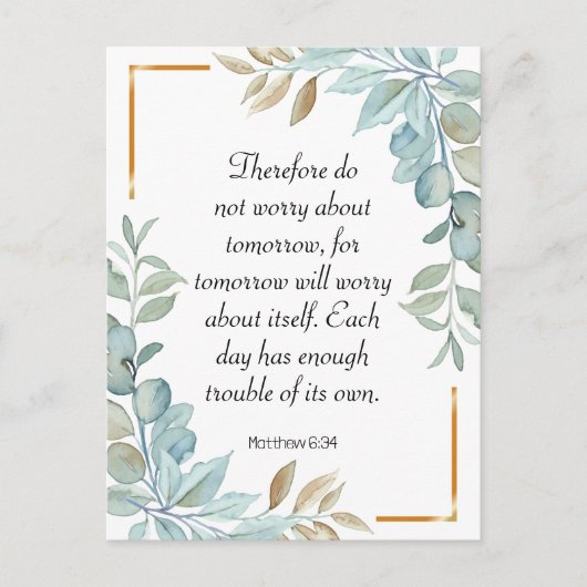 Carte Postale Bible verset vert écriture couronne (Devant)