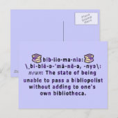 Carte postale Bibliomania (Devant / Derrière)