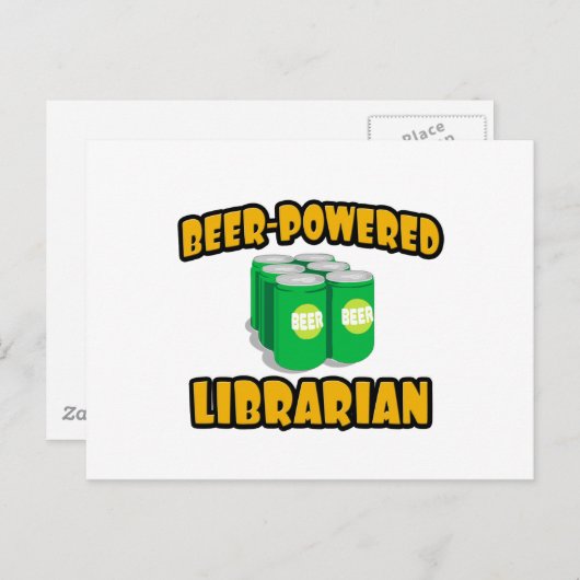 Carte Postale Bibliothécaire alimentée par la bière (Devant / Derrière)