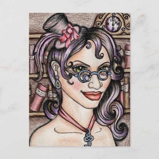 Carte Postale Bibliothécaire Steampunk Steamface (Devant)