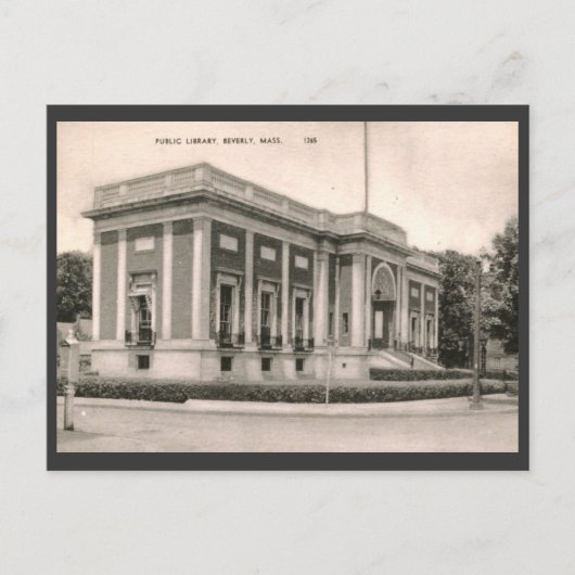 Carte Postale Bibliothèque, Beverly, MA Vintage (Devant)