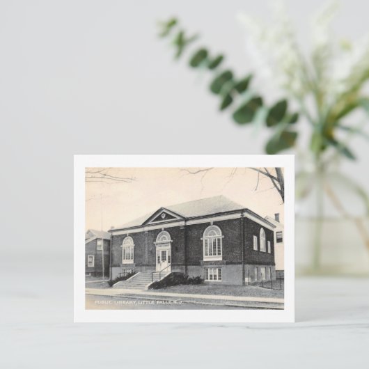 Carte Postale Bibliothèque Carnegie, Little Falls, New Jersey Vi (Debout devant)