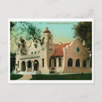 Carte Postale Bibliothèque Carnegie, Riverside CA Vintage