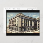 Carte Postale Bibliothèque, Cleveland, Ohio c1934 (Devant / Derrière)