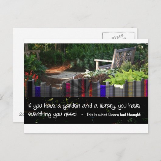 Carte Postale Bibliothèque de jardin (Devant / Derrière)