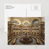 Carte Postale Bibliothèque du Congrès Salle de lecture, Washingt (Devant / Derrière)