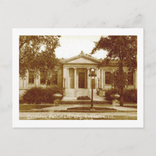 Carte Postale Bibliothèque, Evanston, Illinois Vintage