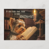 Carte Postale Bibliothèque mignonne Yorkshire Chien Anniversaire (Devant)