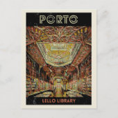 Carte Postale Bibliothèque Porto Lello illustration Portugal (Devant)