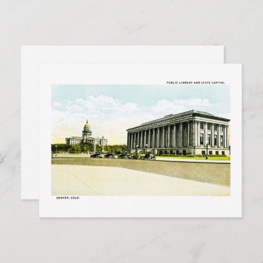 Carte Postale Bibliothèque publique et State Capitol, Denver, Co (Devant / Derrière)
