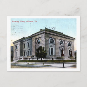 Carte Postale Bibliothèque Rosenberg, Galveston, TX 1907 Vintage