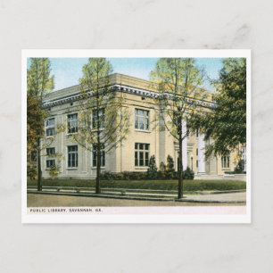 Carte Postale Bibliothèque, Savannah, GA Vintage