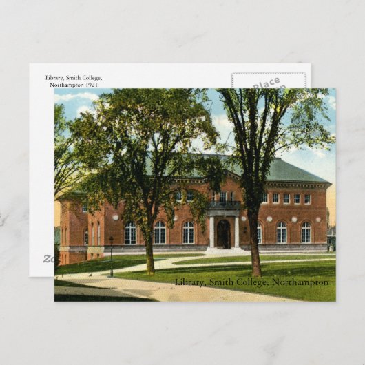 Carte Postale Bibliothèque, Smith College, Northampton 1921 Vint (Devant / Derrière)