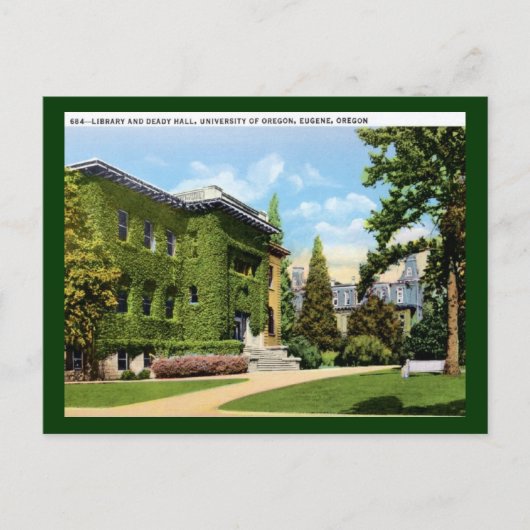 Carte Postale Bibliothèque, Université de l'Oregon, Eugene Vinta (Devant)