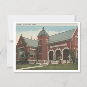 Carte Postale Bibliothèque, Waterville Maine, années 1920 Vintag