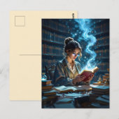 Carte Postale Bibliothèque Whimsical - Évoquant Un Sentiment D'É (Devant / Derrière)