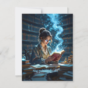 Carte Postale Bibliothèque Whimsical - Évoquant Un Sentiment D'É