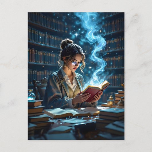 Carte Postale Bibliothèque Whimsical - Évoquant Un Sentiment D'É (Devant)