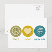 Carte Postale Bibliothèques Peace Love (Devant / Derrière)