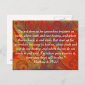 Carte postale biblique Matthieu 6:19-21 | Rouille (Devant / Derrière)