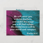 Carte postale biblique Psaume 91:4 Refuge (Devant / Derrière)