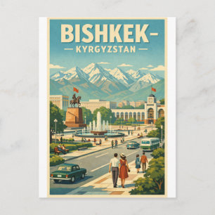 Carte Postale Bichkek ville, Kirghizistan voyage rétro