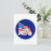 Carte Postale Bichon frisé drapeau américain (Debout devant)