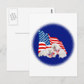 Carte Postale Bichon frisé drapeau américain (Devant / Derrière)