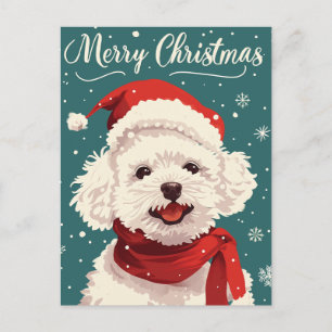 Carte Postale Bichon Frise Joyeux Noël