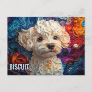 Carte Postale Bichon Frise Papier Quitter Art Portrait