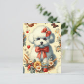 Carte Postale Bichon Frisé Vintage (Debout devant)
