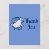 Carte Postale Bickadee en bleu oiseaux design (Devant)