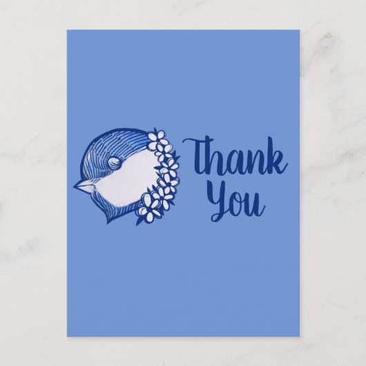 Carte Postale Bickadee en bleu oiseaux design (Devant)