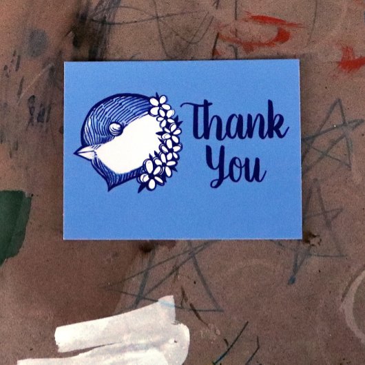 Carte Postale Bickadee en bleu oiseaux design