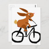 Carte Postale Bicycle Brown amusant à cheval lapin (Devant / Derrière)