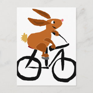 Carte Postale Bicycle Brown amusant à cheval lapin