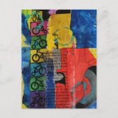 Carte Postale Bicycles and Trucks mixed media collage (Devant)