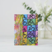 Carte Postale Bicycles colorful mixed media collage (Debout devant)