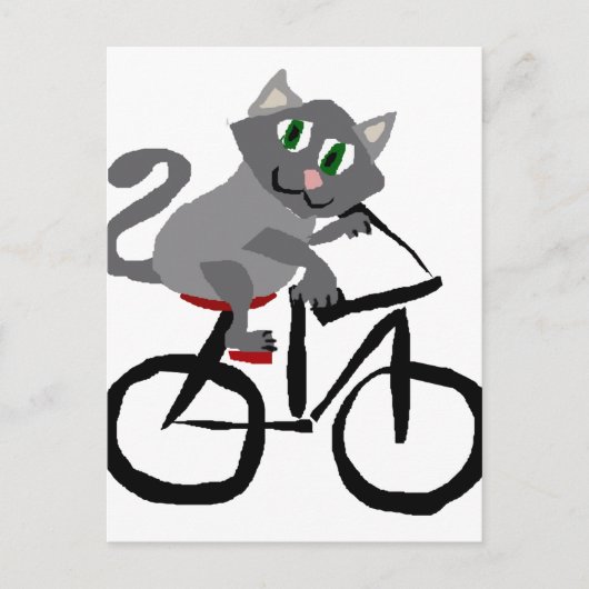 Carte Postale Bicyclette à cheval Gray Kitty (Devant)