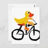 Carte Postale Bicyclette amusant canard jaune (Devant / Derrière)
