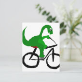 Carte Postale Bicyclette Dinosaure Vert Funny (Debout devant)