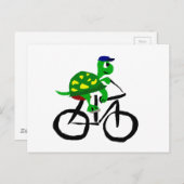 Carte Postale Bicyclette drôle d'équitation de tortue (Devant / Derrière)